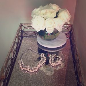 Chunky blush pink pearl necklace and bracelet set